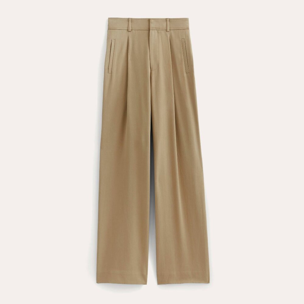 Everlane Women's Draper Pleated Pant in Buttersmooth in Ash Brown, Size 6